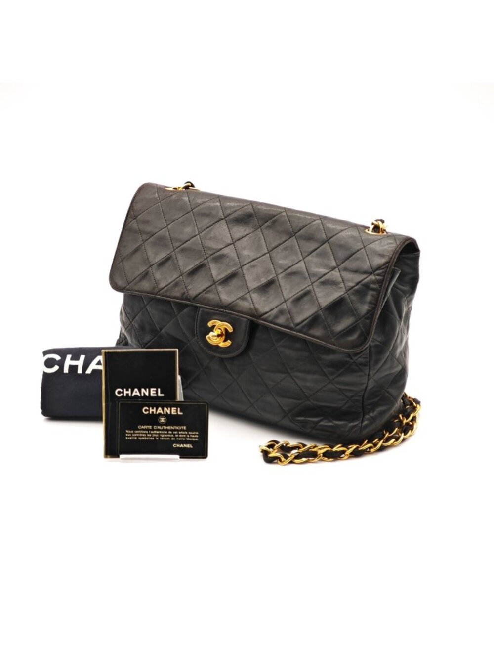Chanel Quilted 30 Single Flap Shoulder Bag Black
